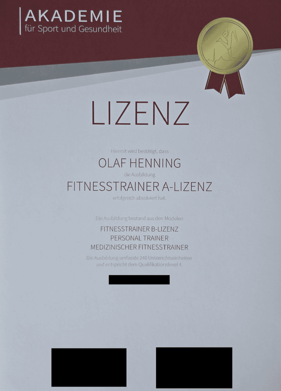 Redigierter Auszug aus der Fitnesstrainer A-Lizenz von Olaf Henning