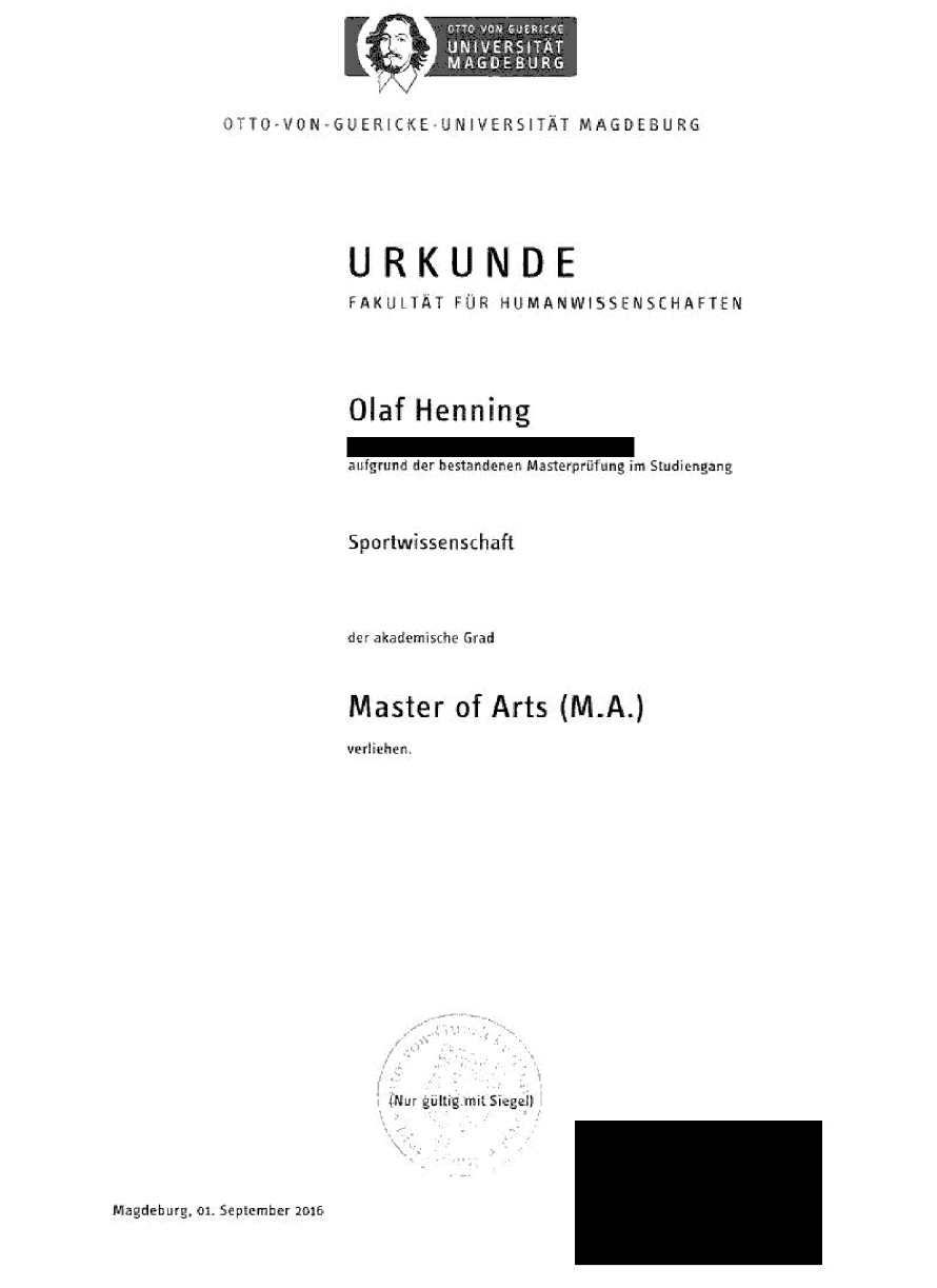 Redigierter Auszug aus dem Nachweis M.A. Sportwissenschaft von Olaf Henning an der Otto-von-Guericke-Universität Magdeburg